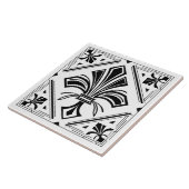 Art Deco Fleur-de-lis - zwart en wit Tegeltje (Zijkant)