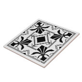 Art Deco Fleur-de-lis - zwart en wit Tegeltje (Zijkant)