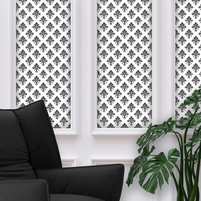 Art Deco Fleur-de-lis Zwart Patroon Behang (Creator heeft geüpload)
