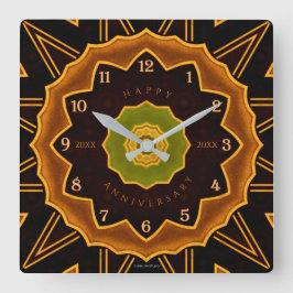 Art Deco Floral Acrylwand Vierkante Klok