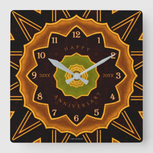 Art Deco Floral Acrylwand Vierkante Klok