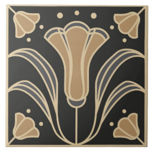 Art Deco Floral. Blauwbloemen 2 Tegeltje