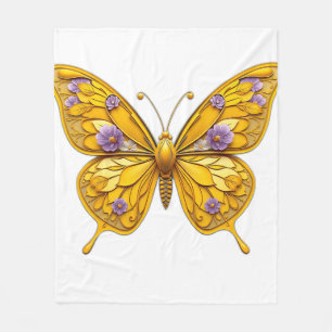 Art Deco Floral Butterfly Fleece Deken