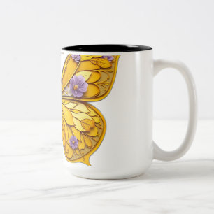 Art Deco Floral Butterfly Tweekleurige Koffiemok