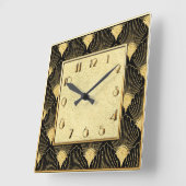 Art Deco Floral Fan Style Vierkante Klok (Hoek)