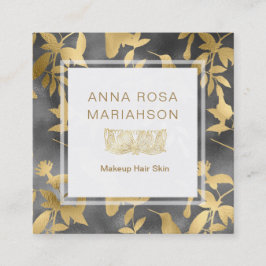 *~* Art Deco Floral Gold Bird Pattern Vierkante Visitekaartje