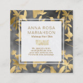 *~* Art Deco Floral Gold Bird Pattern Vierkante Visitekaartje (Achterkant)