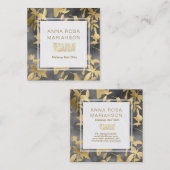 *~* Art Deco Floral Gold Bird Pattern Vierkante Visitekaartje (Voorkant / Achterkant)