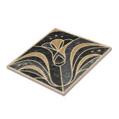 Art Deco Floral. Goud en marmer Tegeltje (Zijkant)