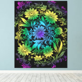 Art Deco Floral Rainbow Canvas Afdruk (Insitu (Houten vloer))