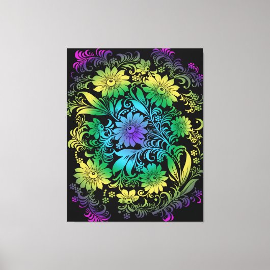 Art Deco Floral Rainbow Canvas Afdruk (Voorkant)