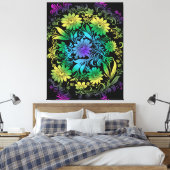 Art Deco Floral Rainbow Canvas Afdruk (Insitu (Slaapkamer))