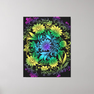 Art Deco Floral Rainbow Canvas Afdruk
