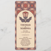 Art Deco Floral Stained Glass Wedding Program Programmakaart (Voorkant)