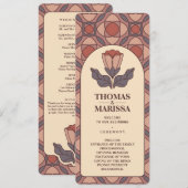 Art Deco Floral Stained Glass Wedding Program Programmakaart (Voorkant / Achterkant)