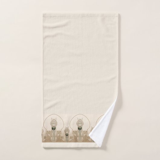  Art Deco Floral Tulp Frieze Bad Handdoek (Handdoek)