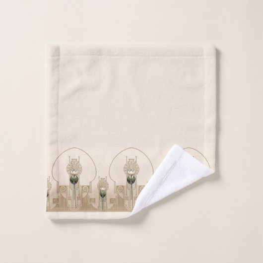  Art Deco Floral Tulp Frieze Bad Handdoek (Wasdoekje)