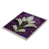 Art Deco Floral Wall Decor Art Nouveau Ceramic Til Tegeltje (Zijkant)