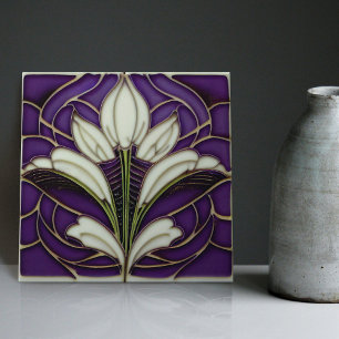 Art Deco Floral Wall Decor Art Nouveau Ceramic Til Tegeltje