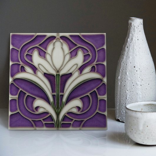 Art Deco Floral Wall Decor Art Nouveau Ceramic Til Tegeltje