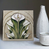 Art Deco Floral Wall Decor Art Nouveau Ceramic Til Tegeltje