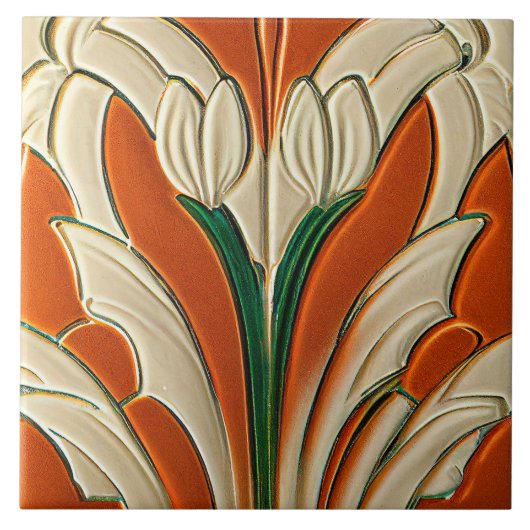 Art Deco Floral Wall Decor Art Tegeltje (Voorkant)