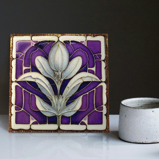 Art Deco Floral Wall Decor Art Tegeltje