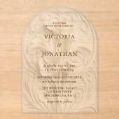 Art Deco Floral Wedding Acryl Uitnodigingen (Voorkant)