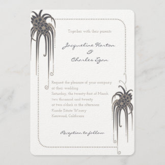 Art Deco Floral Wedding Invitation Kaart