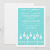 Art Deco Floral Wedding Invitation Kaart (Voorkant / Achterkant)