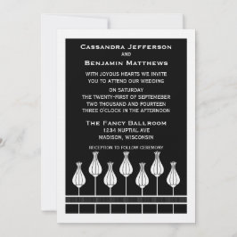 Art Deco Floral Wedding Invitation Kaart