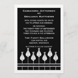 Art Deco Floral Wedding Invitation Kaart