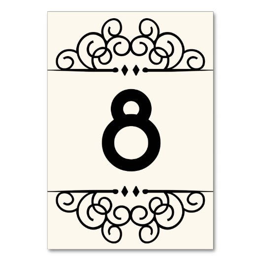 Art Deco Flourish Table Number Kaart (Voorkant)