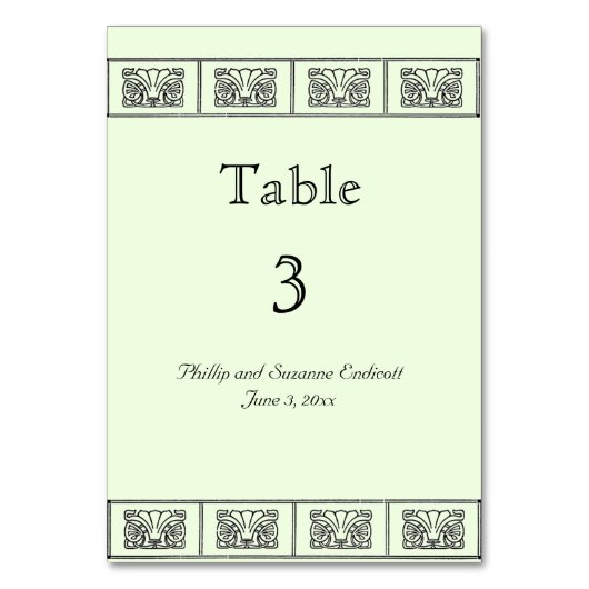  Art Deco Flower Border Wedding Table Kaart (Achterkant)