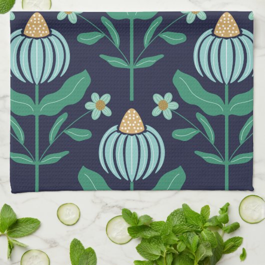 Art Deco Flower Keuken Handdoek (Gevouwen)