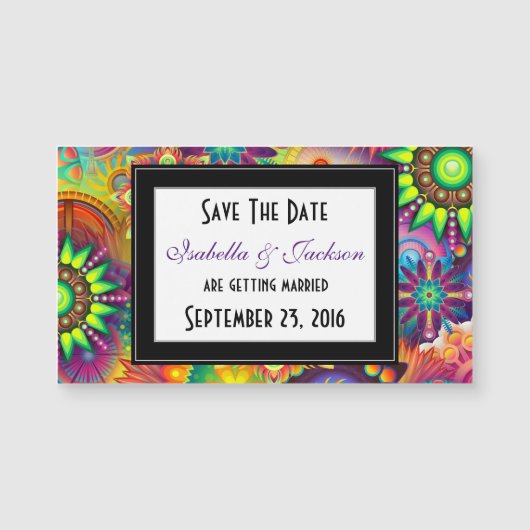 Art Deco Flower PatternWedding Save the Date (Voorkant)