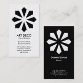 Art Deco Flower Star - wit vooraan, zwart achteraa Visitekaartje (Voorkant / Achterkant)