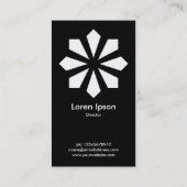 Art Deco Flower Star - wit vooraan, zwart achteraa Visitekaartje (Achterkant)