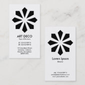 Art Deco Flower Star - Zwart op wit Visitekaartje (Voorkant / Achterkant)