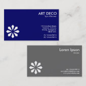 Art Deco Flower Symbool - Navy Blue Visitekaartje (Voorkant / Achterkant)