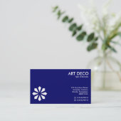 Art Deco Flower Symbool - Navy Blue Visitekaartje (Staand voorkant)