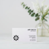 Art Deco Flower Symbool - White en Black (Gold) Visitekaartje (Staand voorkant)
