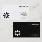 Art Deco Flower Symbool - wit en zwart Visitekaartje (Voorkant / Achterkant)