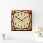 Art Deco Flower Vierkante Klok (Huis)