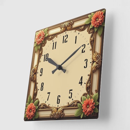 Art Deco Flower Vierkante Klok (Hoek)