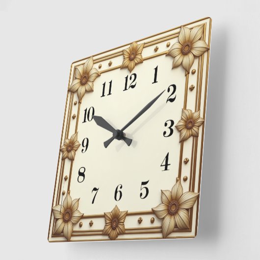 Art Deco Flower Vierkante Klok (Hoek)