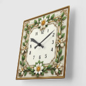 Art Deco Flower Vierkante Klok (Hoek)