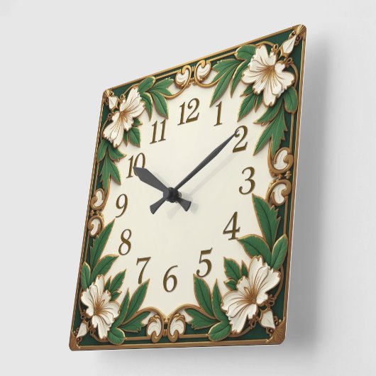 Art Deco Flower Vierkante Klok (Hoek)