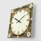 Art Deco Flower Vierkante Klok (Hoek)