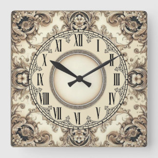 Art Deco Flower Vierkante Klok